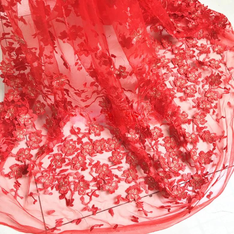 50x125cm Bleu Clair Rose Broderie Dentelle 3D Fleur Tissu Tissu pour Robe Vêtement Fond pour Mariage Senior Tournage en Direct