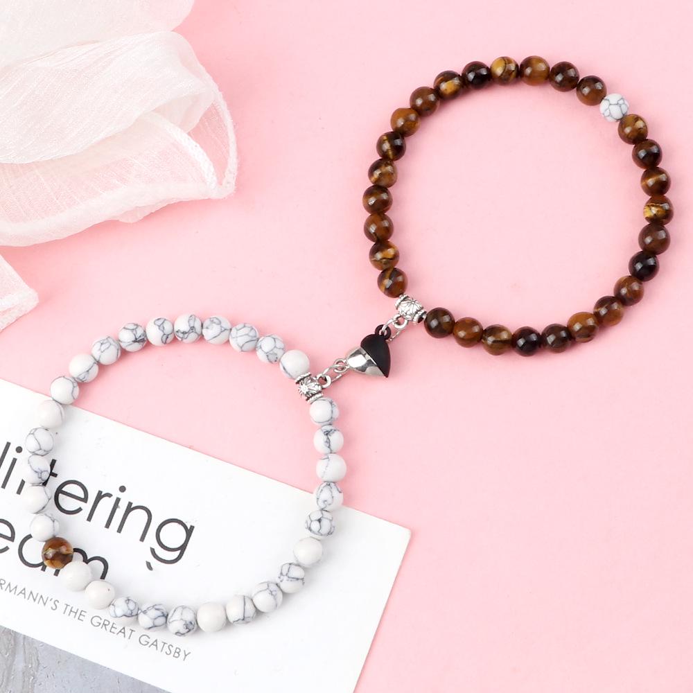 Heart-Shaped Magnetic Couple Bracelet - Best Friend or Sister Gift for Boyfriend - Japanese Korean Student Wristband In Stock