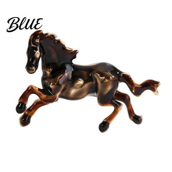 Rainbow Horse Pin Brooch Horse-Themed Zine Alloy with Inlaid Crystals