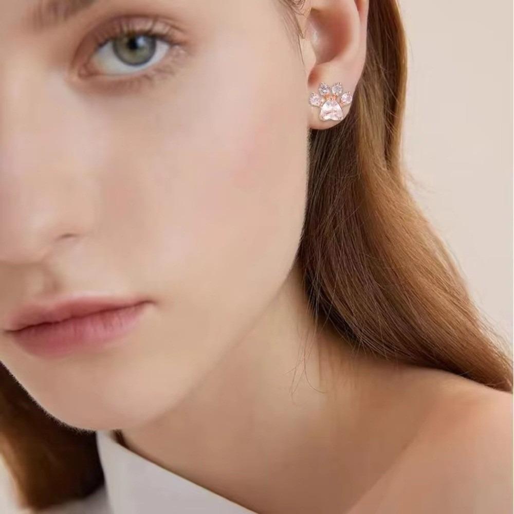 Shiny Zircon Stud Earrings Pink Crystal Stud Earrings New Small Stud Earrings Women