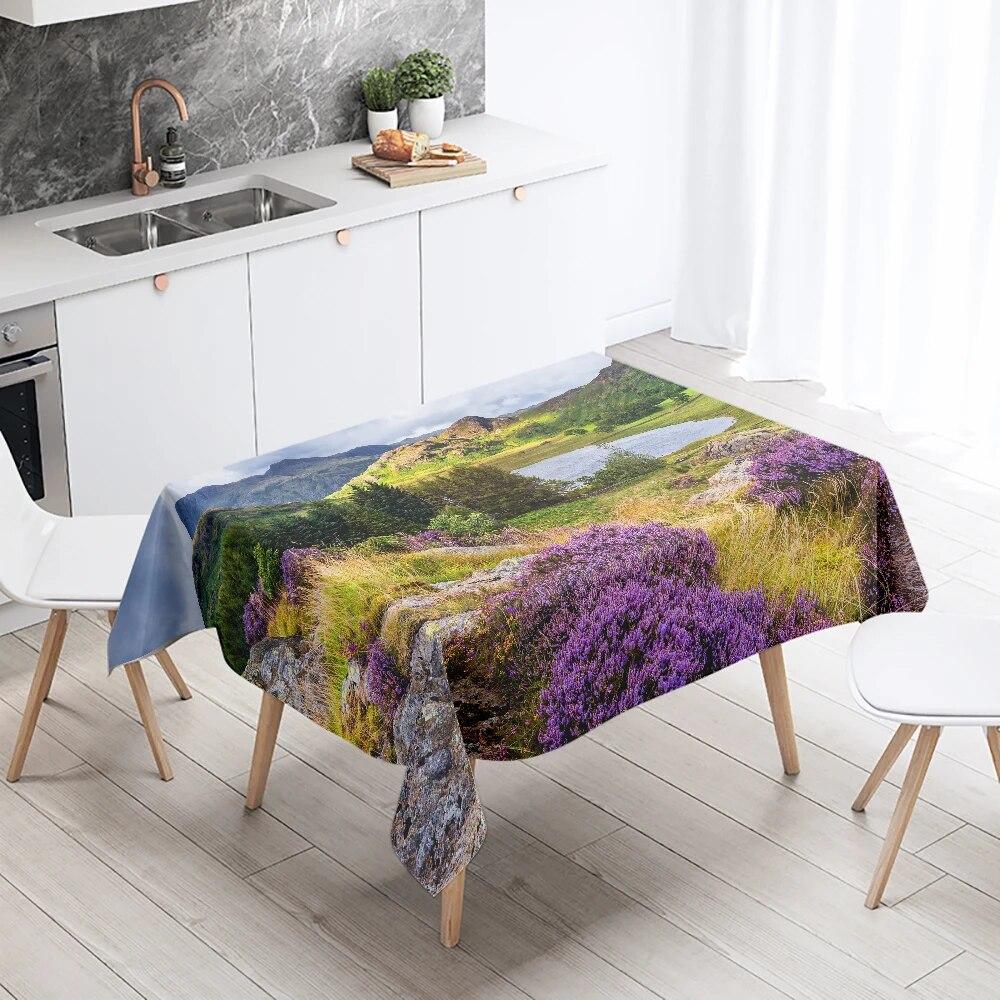 Landscape Printing Tablecloth Camping  Stain Resistant Waterproof Restaurant Table Decoration Kitchen Home