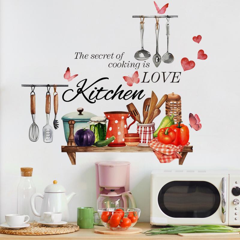 Vzor Kuchyňské Potřeby Samolepka na Zeď Pro Kuchyň Restauraci Pozadí Dekorace Nástěnná Malba Umění Domácí Dekorace
