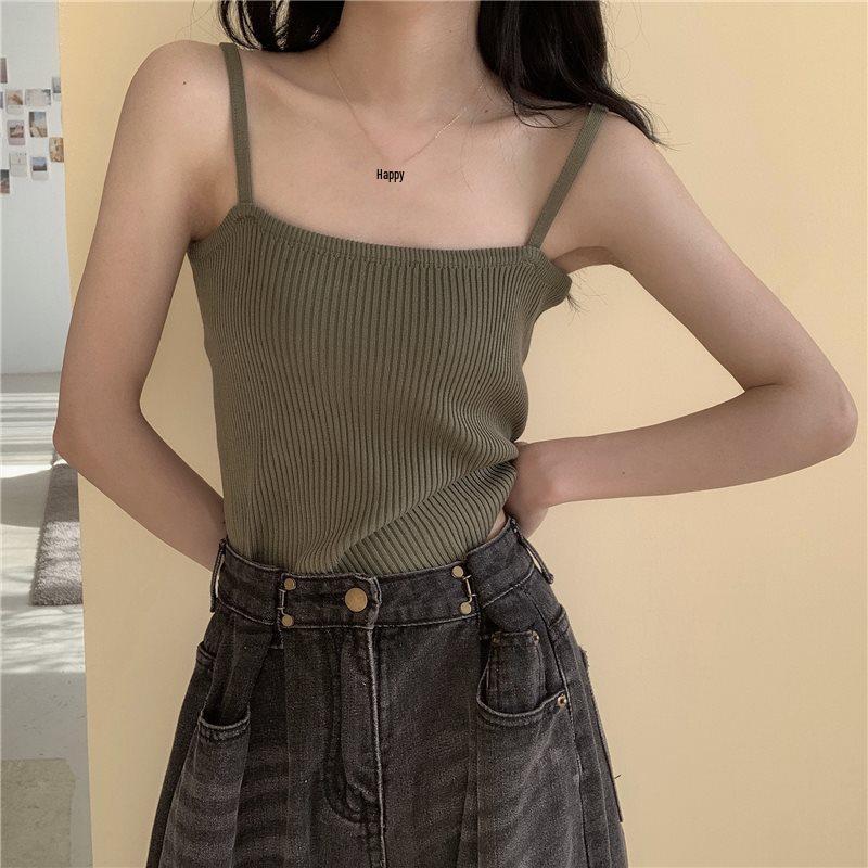 

Женский белый вязаный кроп-топ без рукавов - Модный летний внутренний/верхний предмет одежды, Сексуальный базовый слой в стиле соленого шика