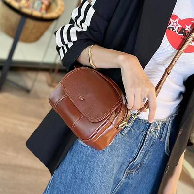 İlk Katman İnek Derisi Moda Hepsi Bir Arada Kadın Çantası Oblique Span Buharlı Topuz Çanta Yüksek Dereceli Sense Hakiki Deri Kadın Küçük Omuz Çantası