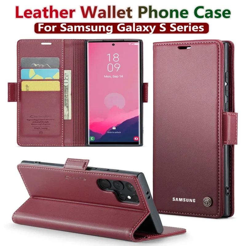 Magnetic Flip Cards Leather Magsafe Case For Samsung A56 A36 A26 A06 A16 A55 A35 A25 A15 A05S S25 Edge S24 S23 S22 S21 S20 Ultra Plus FE Cover