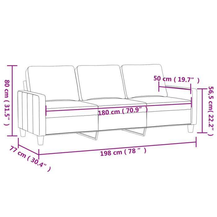 VidaXL Canapé à 3 Places, Sofa de Salon avec Accoudoirs et Oreillers de Dossier, Meuble de Salle de Séjour Intérieur, 359176