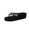 Sommerschuhe Damen Flip-Flops Weich Bequem Damen Strandhausschuhe Keilabsatz Schwarz Beige