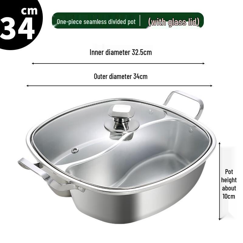34cm Quadratischer Edelstahl-Dividierter Hot Pot