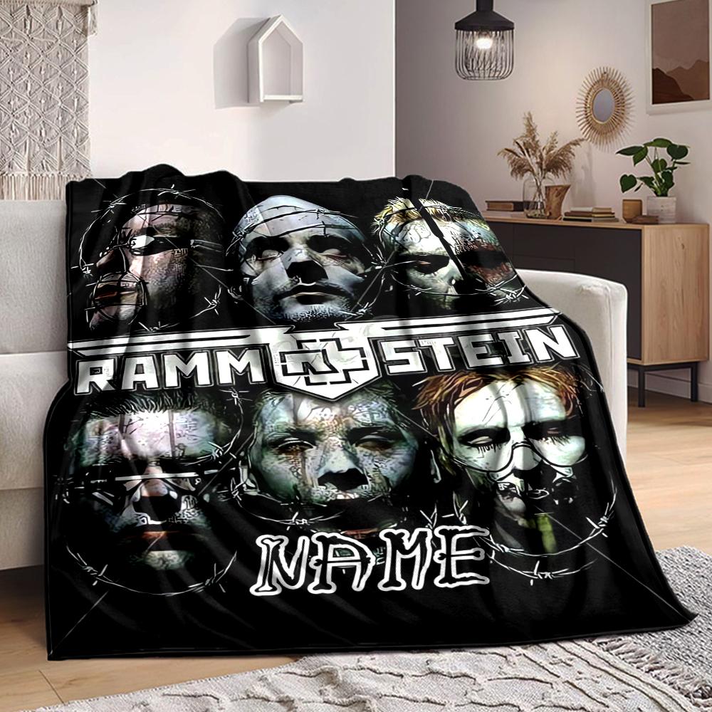 Custom 1pc Rammstein Metal Music Poster Blanket, Soft And Comfortable Blanket, Casual Warm, Camping Travel Blanket, Birthday Gift Q9122009