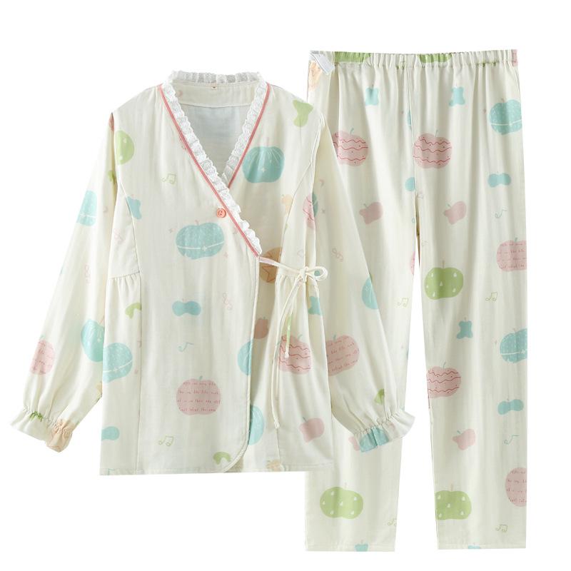 Pure Cotton Three-Layer Gauze Maternity Kimono: Spring/Autumn Winter Breastfeeding Pajamas & Postpartum Home Wear for Expectant Mothers