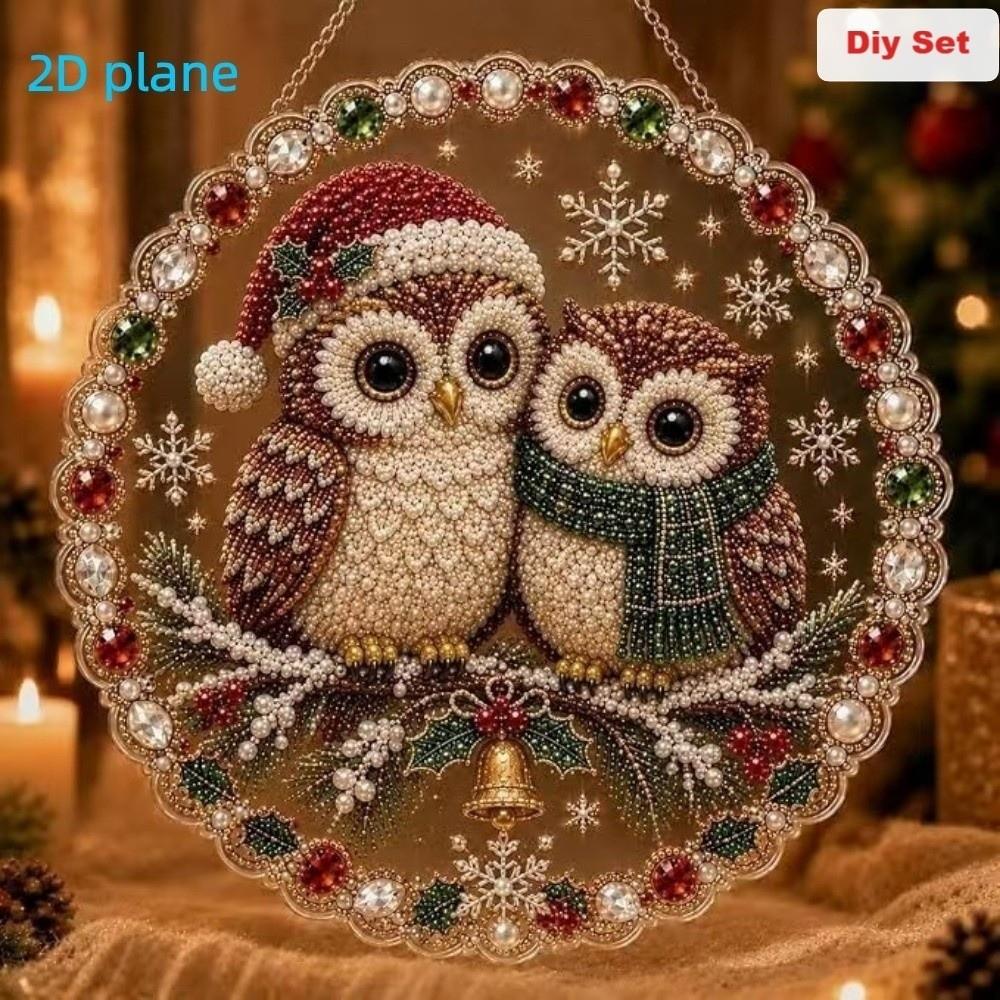 2D Flat Acrylic DIY  Painting Pendant Round Santa Beaded Sun Catcher  Holiday Party