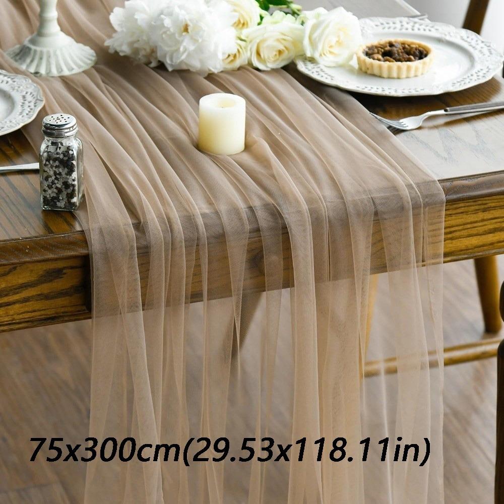 Elegant Tulle Tulle Sheer Table Runner Boho Rustic Chiffon Table Runner  Party Banquet