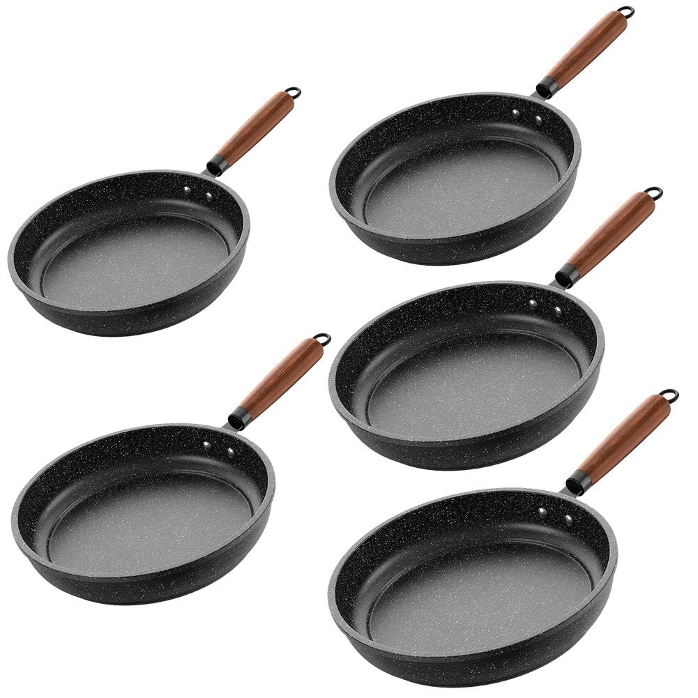 24/26/28/30/32cm Frying Pan Nonstick Skillet With Wooden Handle Chef Pan Cooking Pan Saute Pan Induction Compatible