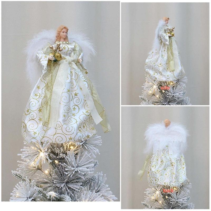 Weihnachtsbaum Dekoration Zubehör Plüsch Flügel Engelbäume Spitze Stilvolles Feiertagsaccessoire Festliche Ornament Dekorationen