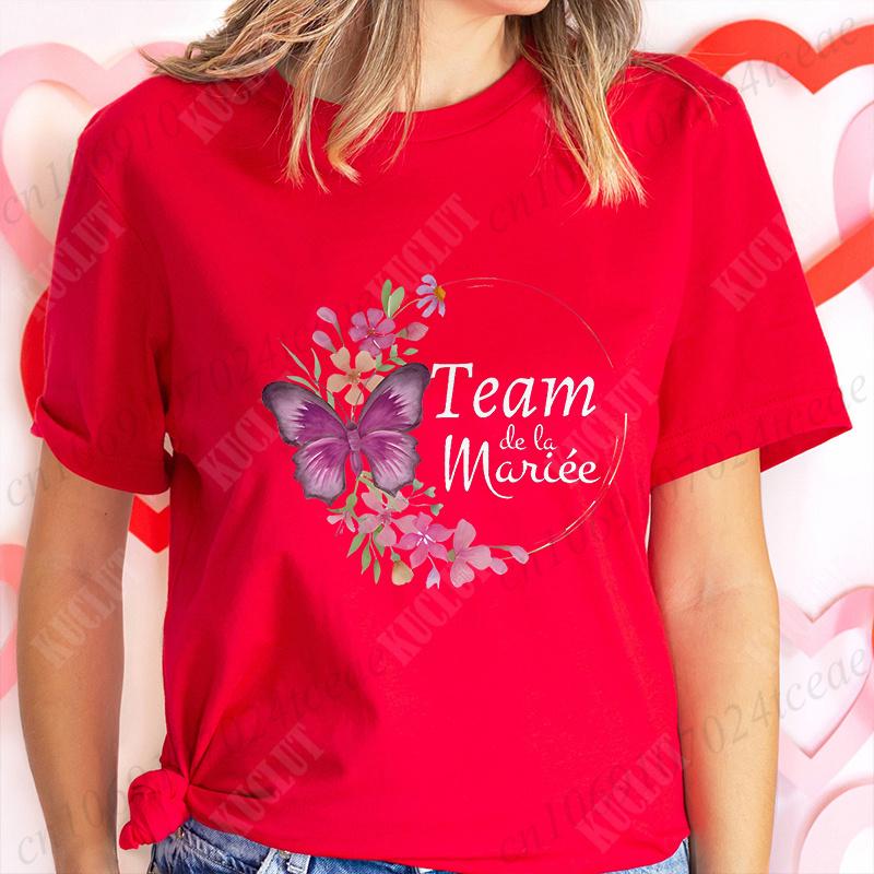 French Bridal Wedding Tops Team Bride T-shirt Women Single Bachelorette Hen Party Tees EVJF Future Bride Bridesmaid Clothing