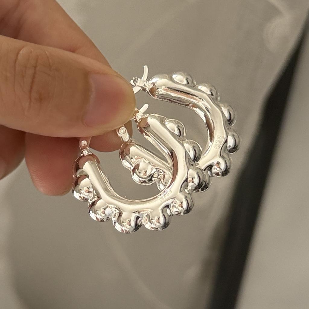 Xiaomi 925 Sterling Silver Vintage Earrings For Women Trendy Simple Geometric Big Earring Jewelry Prevent Allergy Party Accessories