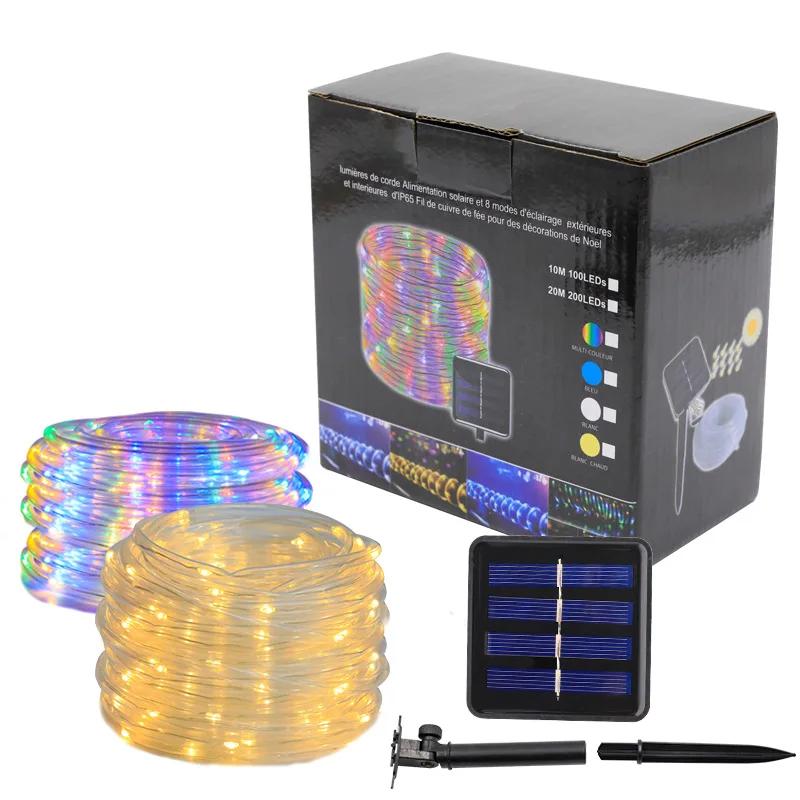 Solar Tube Light String Outdoor Garden Decoration LED Solar Light String Christmas Outdoor Party Atmosphere Colored Tree Light 12m-100 lights теплый белый