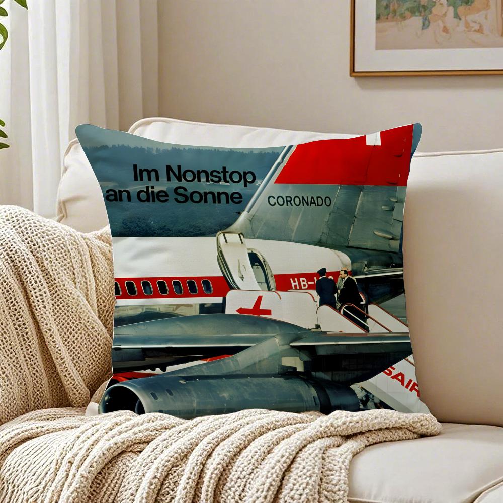 S-Swissair Pillow Aviation Brand Cushion Cushion Cover Pillowcase Anti-Dustmite Living Room Sofa Decor Cushion Room