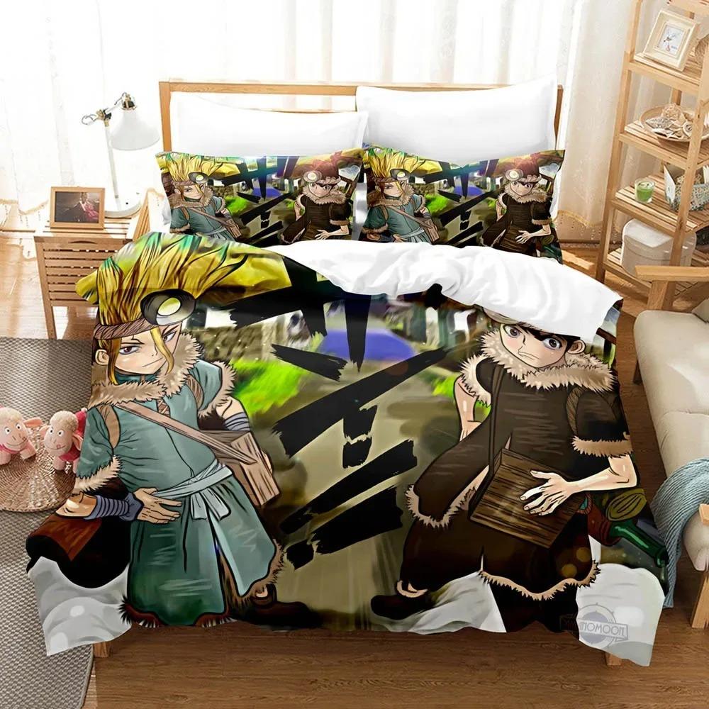 3D Printed Dr.Stone Senku Bedding Set Boys Girls Twin Queen Size Duvet Cover Pillowcase Bed Boys Adult Home Textileextile