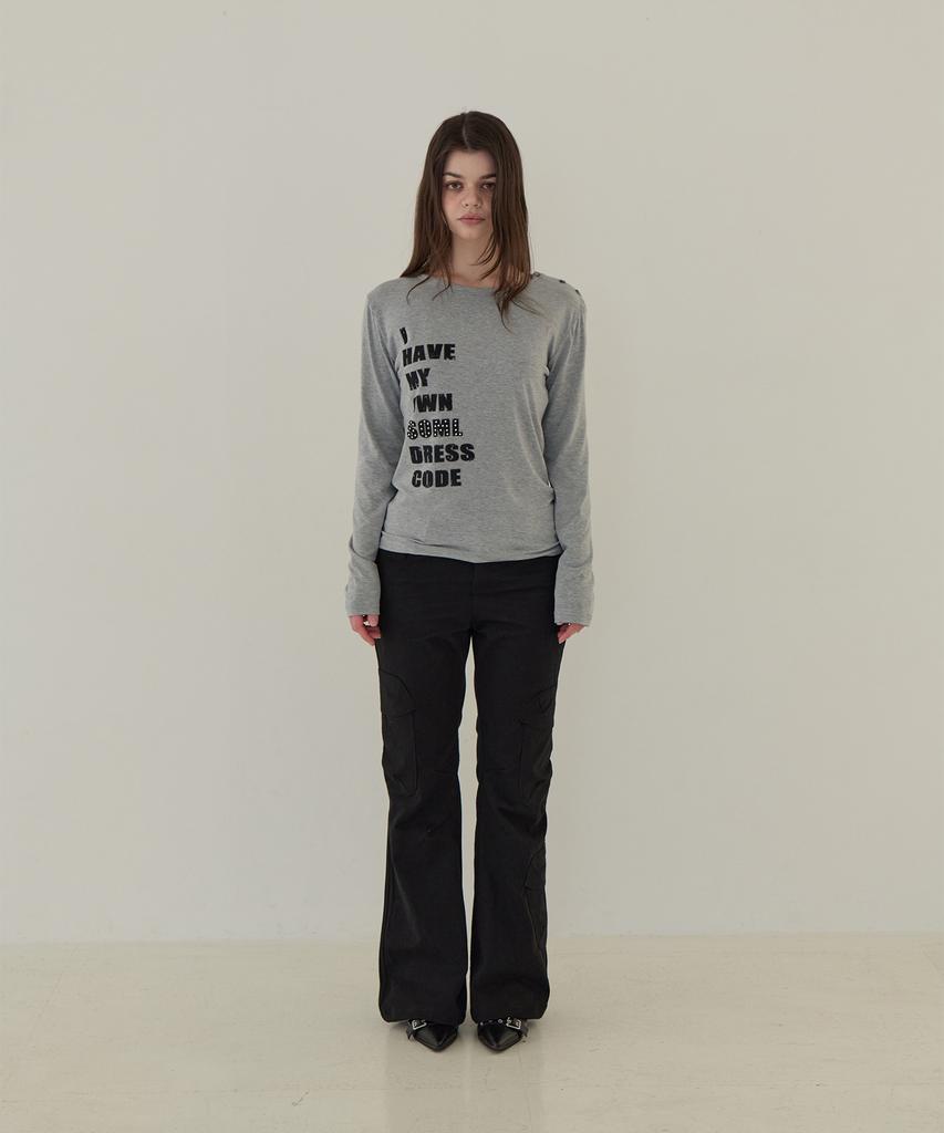 5OML Side Button Two-Way Long Sleeve (Melange Gray)