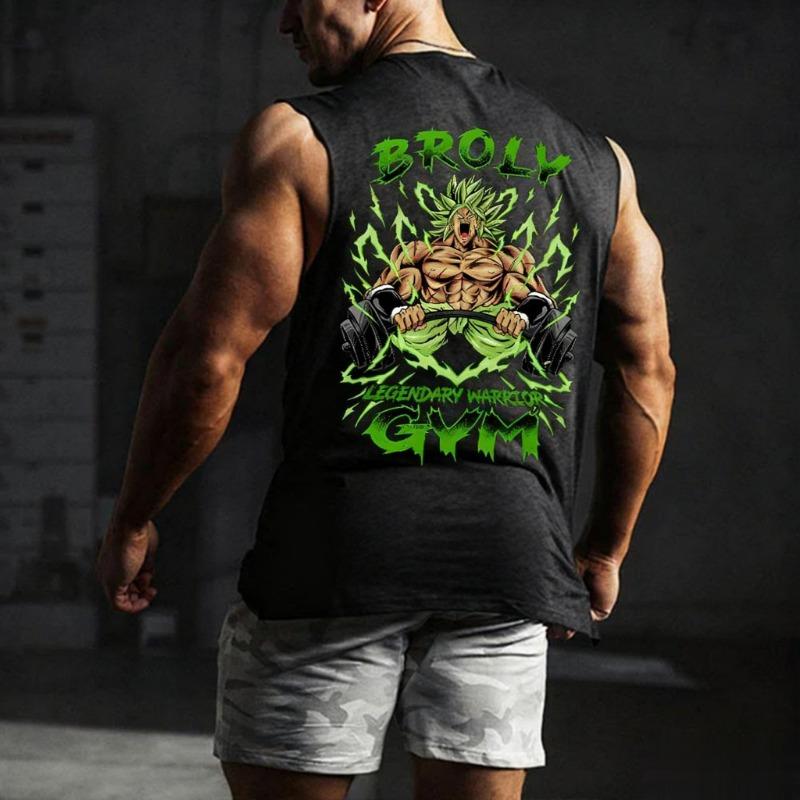 Dragon Ball Broly Gym Vest Men's Sleeveless T-shirt Anime Print Oversized Casual Graphic Tank Tops Streetwear New Summer Fashion