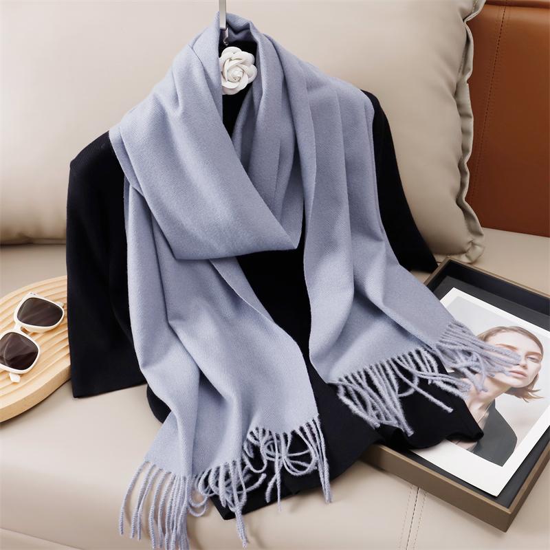New Winer Warm Cashmere Scarf for Women Fashion Solid Thick Blanket Pashmina Shawl Wrap Female Bufanda Echarpe Foulard