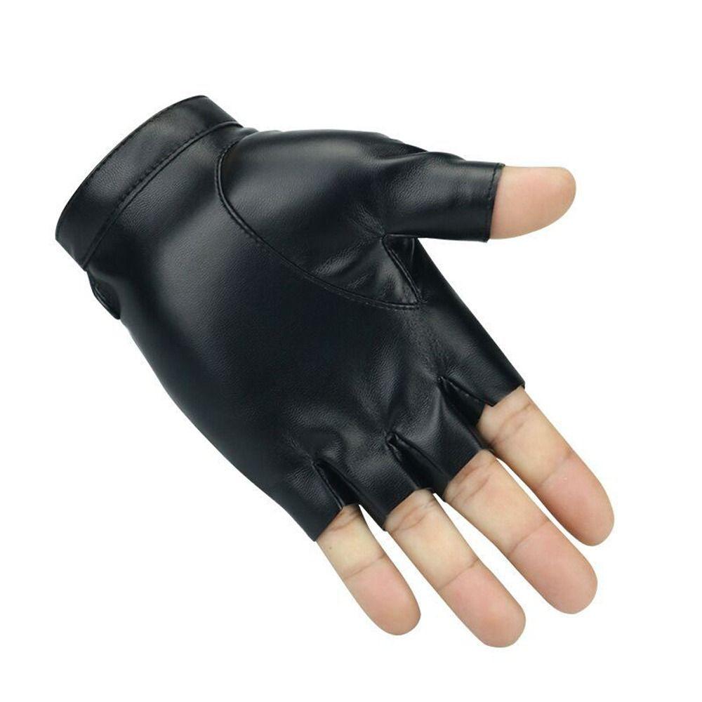 Fitness PU Leather Gloves Riding Cycling Gloves Motorcycle Fingerless Mittens  Driving Fishing