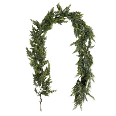 Artificial Pine Cypress Leaf and Rattan Decoration with Green Foliage for Fireplace Mantel and Holiday Festival Use