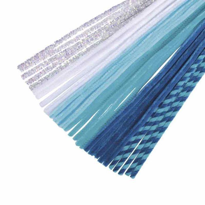 Fil chenille - RAYHER - Mix, 0,9x30cm - 6 couleurs - sct.-LS - bleu pur