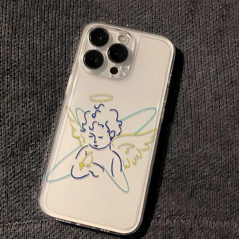 Line Angel Boy Soft Fashion Phone Case For iPhone 17 Pro Max 16 Pro 15 Plus 14 13 mini 12 11 16E 17 Air Case
