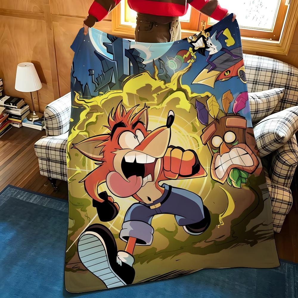 Game C-Crash B-Bandicoot Throw Flannel Cozy Print Blanket, Portable, Durable Machine Washable cute Cool