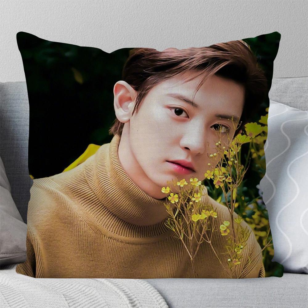 Koreanischer Sänger Star Park Chanyeol Kissenbezug Quadratisches Kissen Schlafzimmer Sofa Freizeit Komfort Kissen Wohnzimmer Heimdekoration 40X40