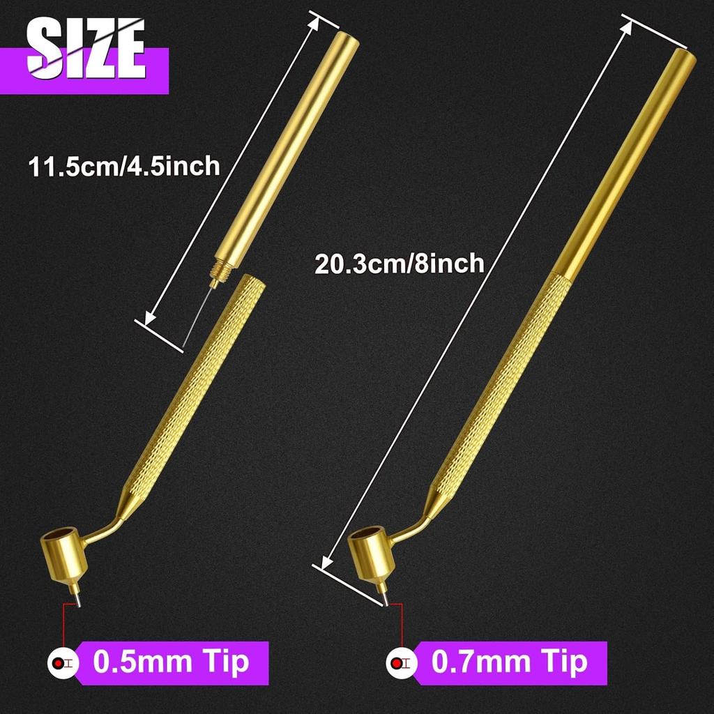 2Pcs Fine Line Fluid Writer Paint Applicator Pens with 0.5mm and 0.7mm Stem Tips for Wells, Drawing, Lettering Precision Automotive Paint Touch Up