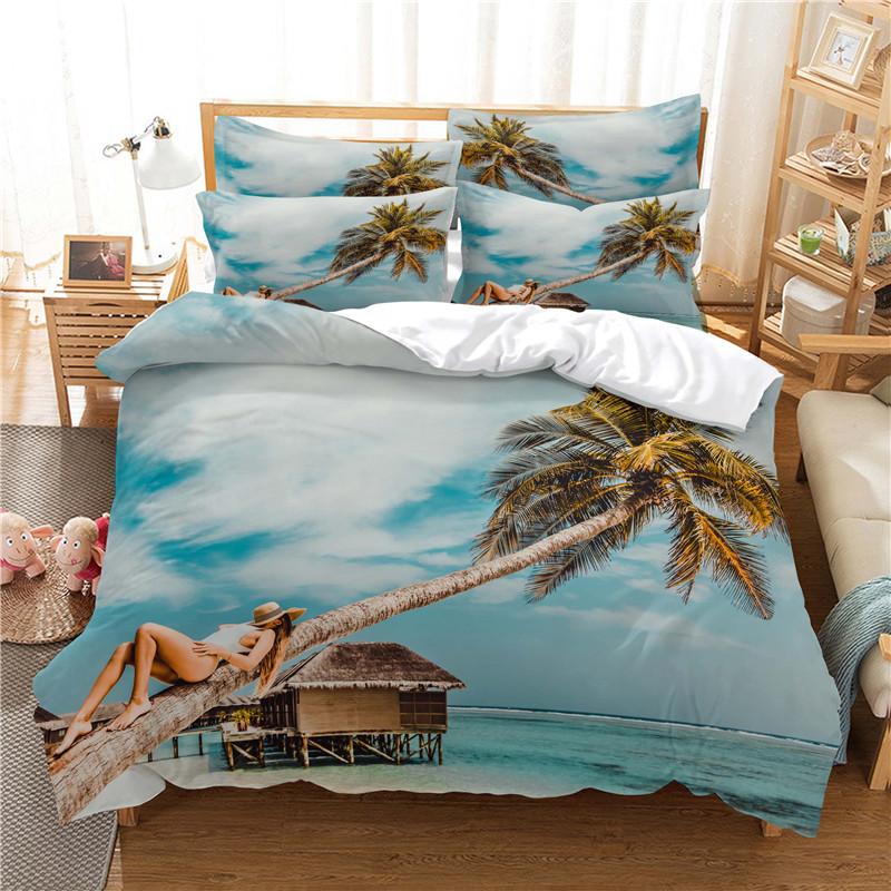 Cartoon Beach Car Duvet Cover Set 3d Digital Printing Polyester Comforter Cover King Queen Full Size for Kids Girls Bedding Set