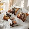 Home Decor Autumn Animals: Bunny, Raccoon, Hedgehog, Otter Pattern Cushion Cover Suitable for Sofa Bedroom Car Pillow Cover