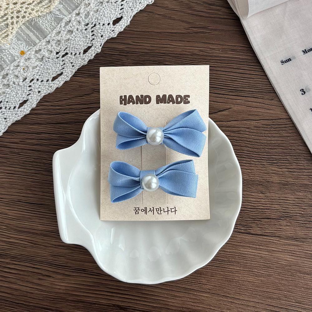 Korean Double Layer Pearl Bow Hair Clip for Girls