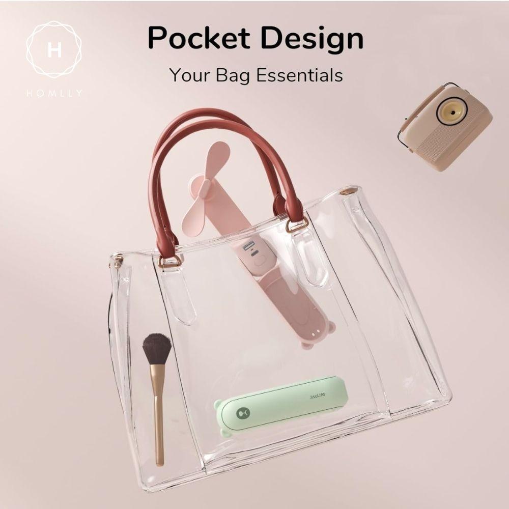 Homlly 5 in 1 Portable Handheld Pocket Fan with Power Bank, Flash Light, Mirror & Mobile Phone Holder X3PCS