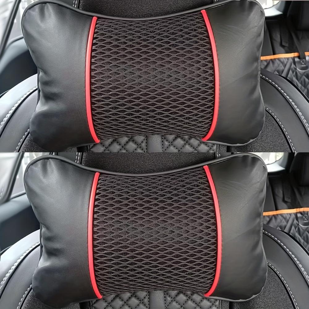 Car Neck Pillow, PU Leather & Mesh Breathable Headrest, Soft Memory Foam Cervical Support Cushion, Auto Interior Accessories