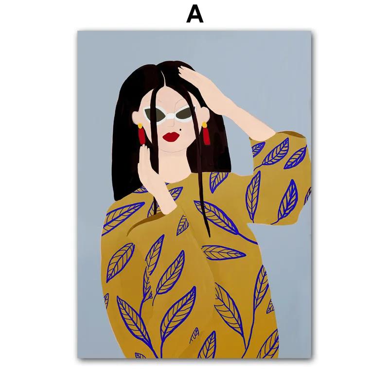 

Абстрактная минималистская мода сексуальная девушка кофе цветок настенное искусство холст картина линия плакаты и печать гостиная украшение дома 21x30cm No Framed