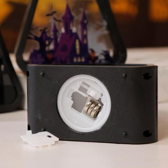 Halloween Håndholdt LED-lanterne Bærbar Nattlampe med Gresskar Slott Heks Mønster Batteridrevet Halloween-lampe for Innendørs Utendørs Festdekor