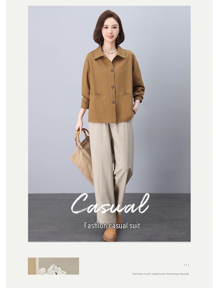 Women's Casual Spring 2025 Fashionable Two-Piece Set - Age-Reducing Outfit for Moms