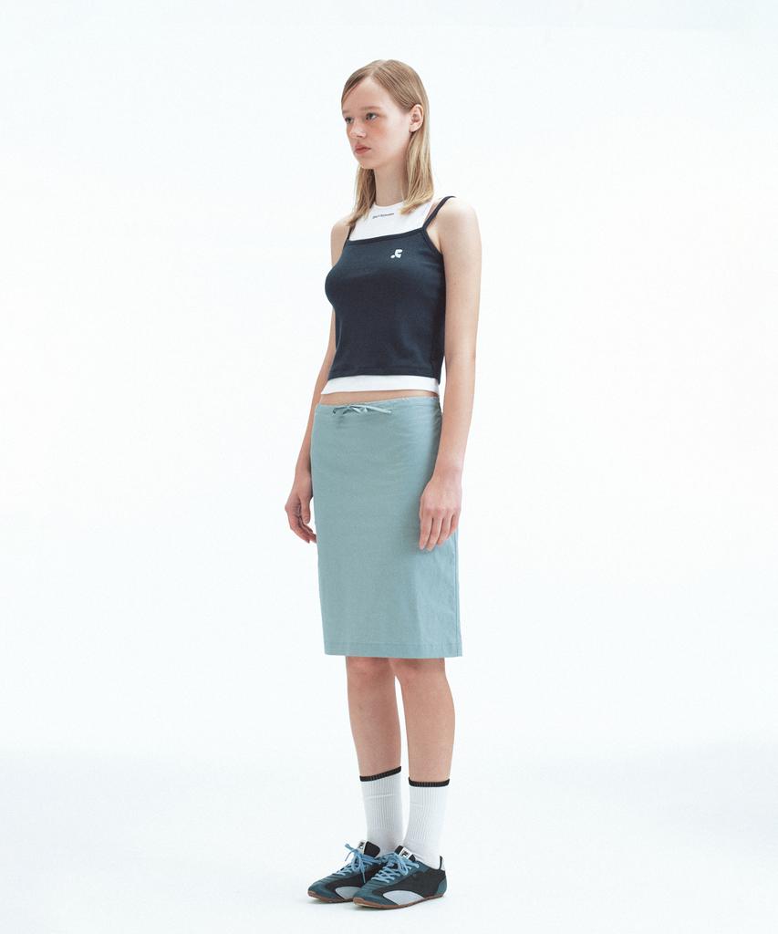 Rest And Recreation Cotton Nylon Midi Skirt - Blue