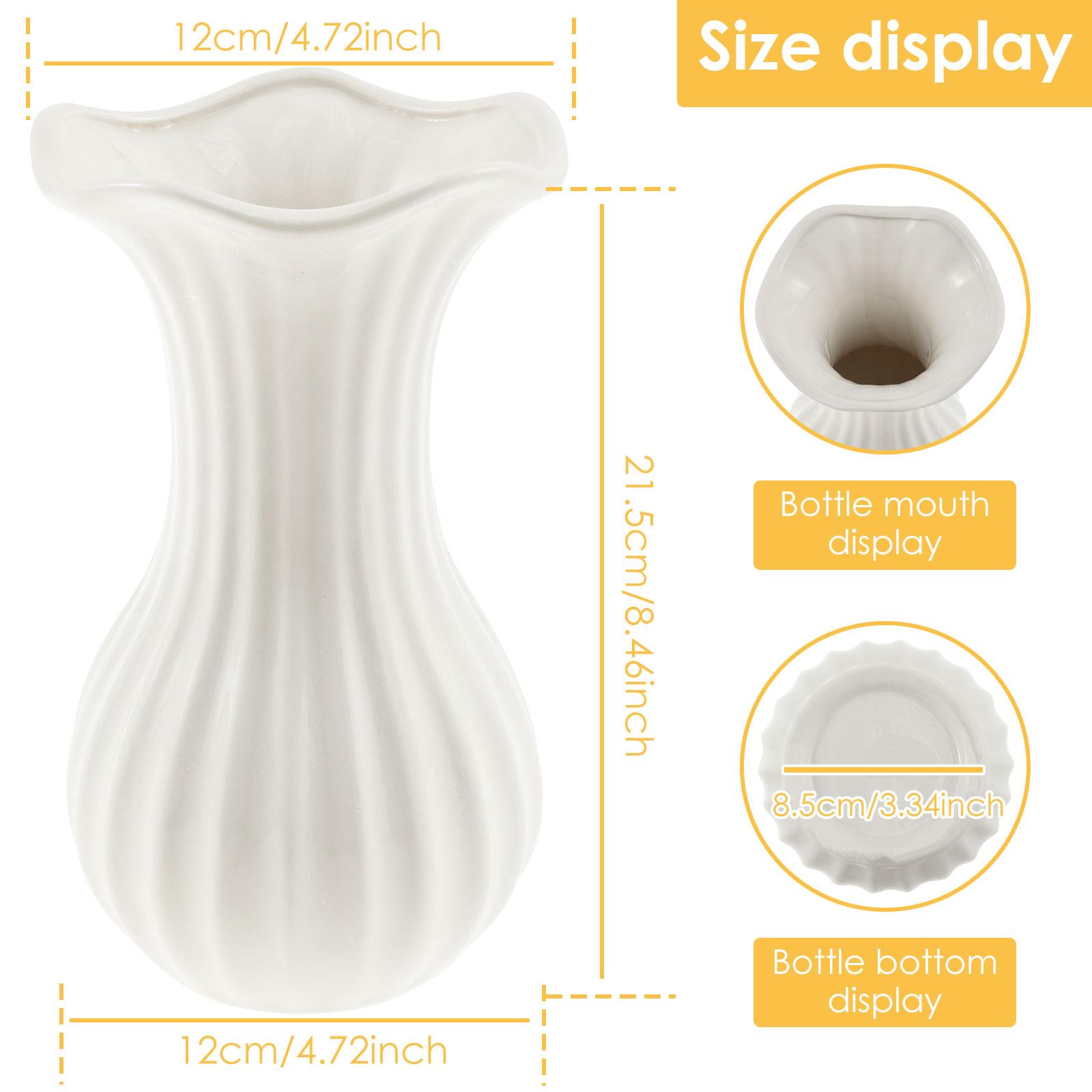 

Ceramic Vase Glazed Large Opening Flower Vase Thickened Scratch Resistant Minimalism White Vase for Home Office Tabletop Décor