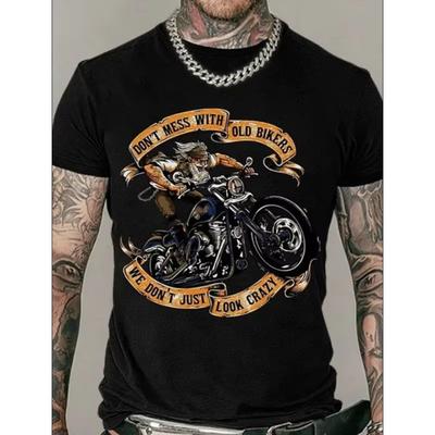 Motorcycle T-Shirt Men 3D Eagle Graphic Short Sleeve Vintage Streetwear Ride Biker T Shirt For Men Clothing Oversized Tees Tops