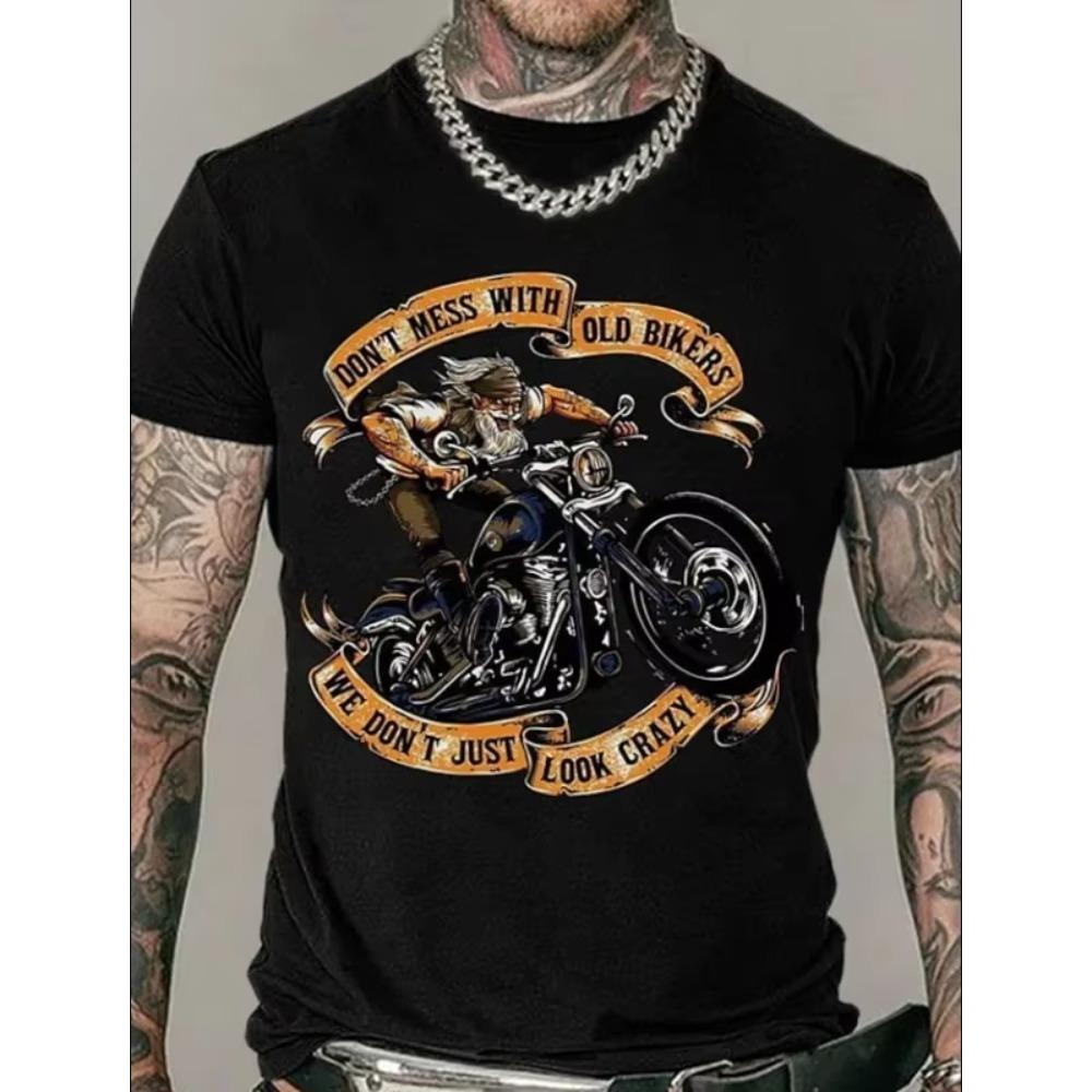 Motorsykkel T-skjorte Menn 3D Ørn Grafikk Kortermet Vintage Streetwear Kjøre Biker T-skjorte For Menn Klær Oversized T-skjorter Topper