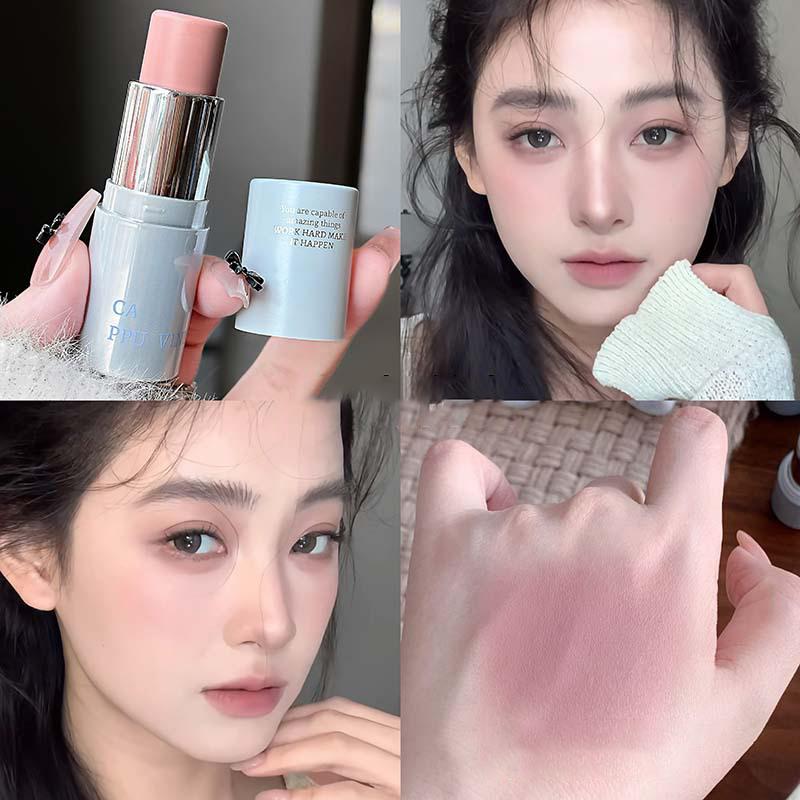 Cappuvini Multi-Use Cream Blush Stick For Eyes Lips & Cheek Nourishes & Moisturizes Long-Wearing Blendable Waterproof Smooth