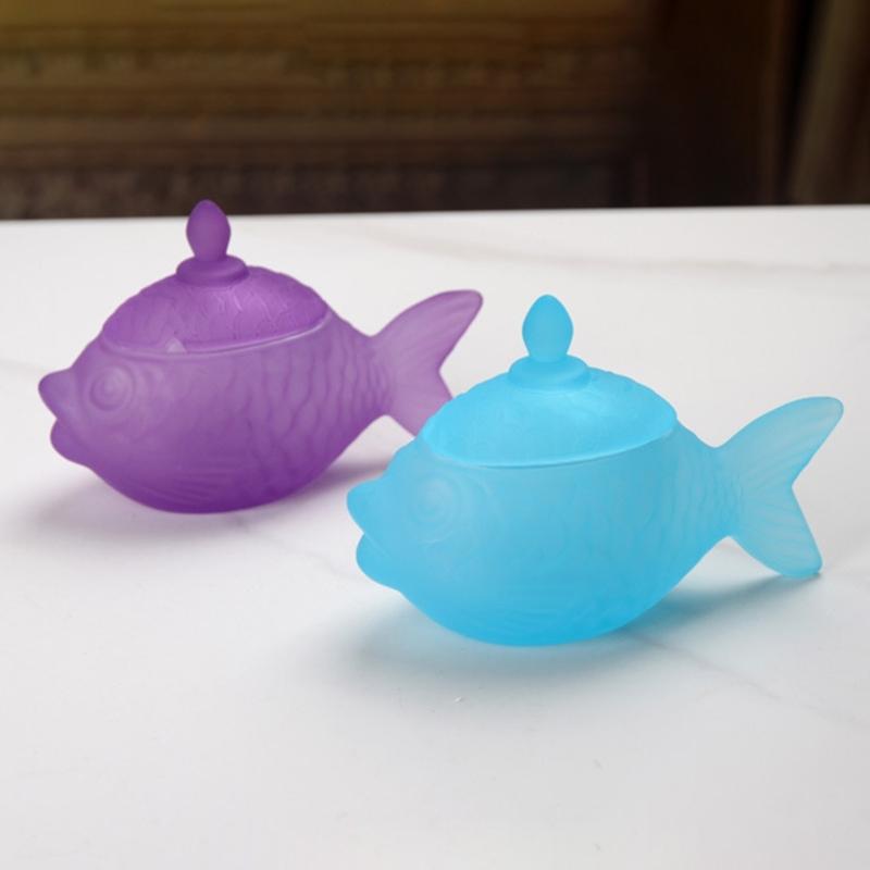 Delicate Fish Themed Glass Jar With Tight Seal Suitable For Storing Sweets Spices Or Office Supplies 16cm Size