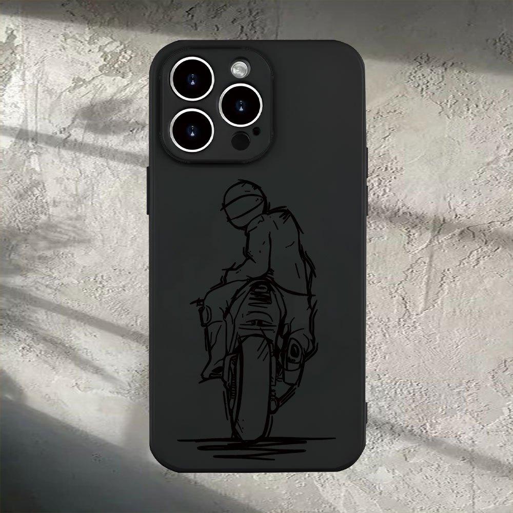 Extremely simple rider motorcycle phone case suitable for iPhone 17 16 15 14 13 12 11 Pro/Max/Plus anti drop and shockproof