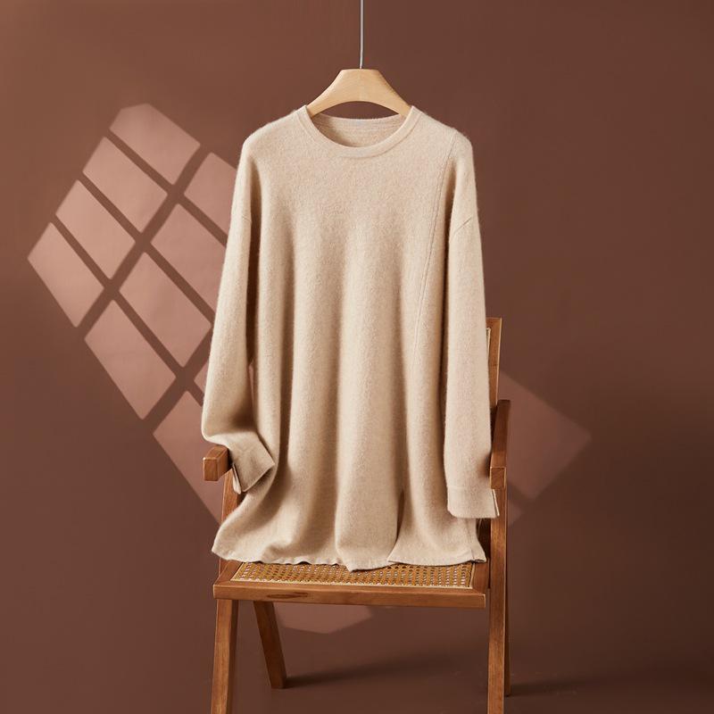 

Women s Soft & Versatile Cashmere Knit Crew Neck Long Sleeve Top - Loose, Slimming, Comfortable, Skin-Friendly for Autumn & Winter One Size чирковий