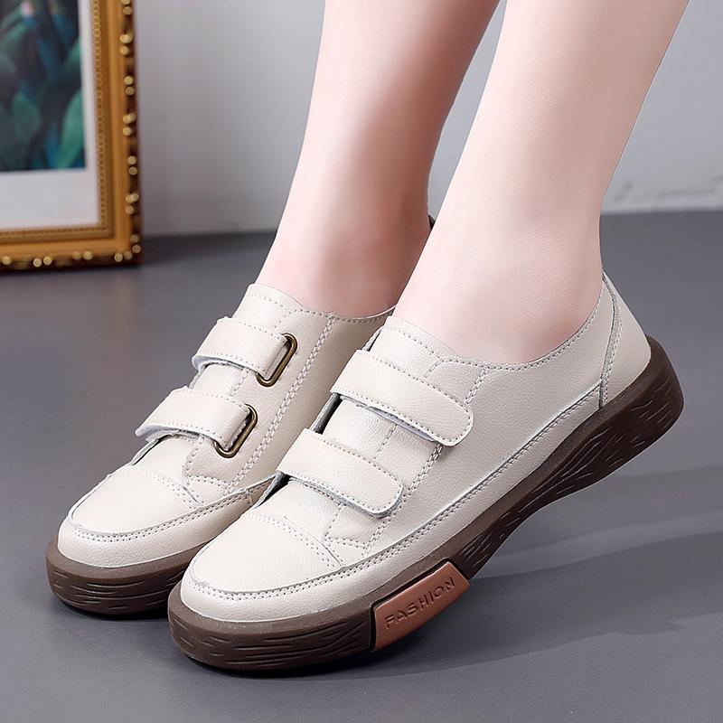 Fashion Handmade Ladies Shoes 2025 Spring Retro Genuine Leather Flat Shoes Women Mixed Colors Soft Bottom Casual Shoes Footwear